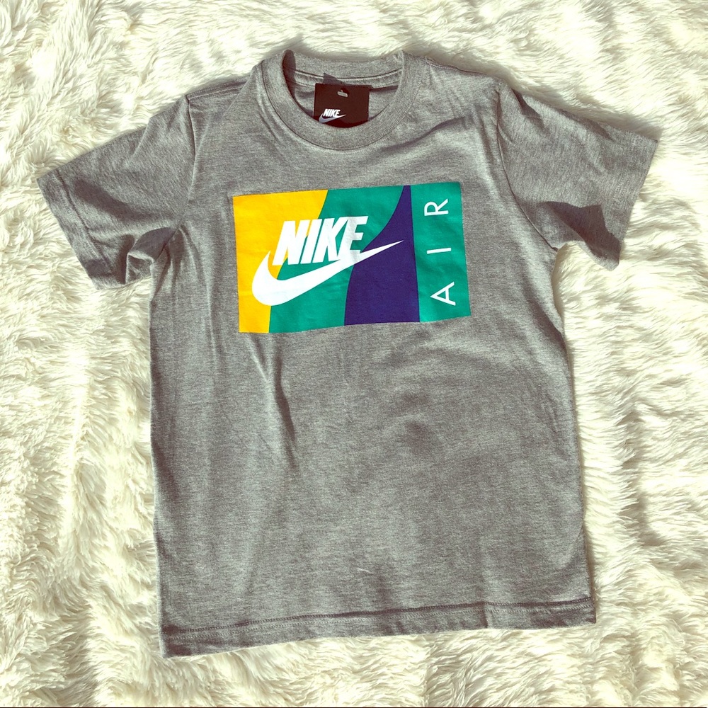 NWT Nike Air Color Block Tee Heather Grey Boys XS